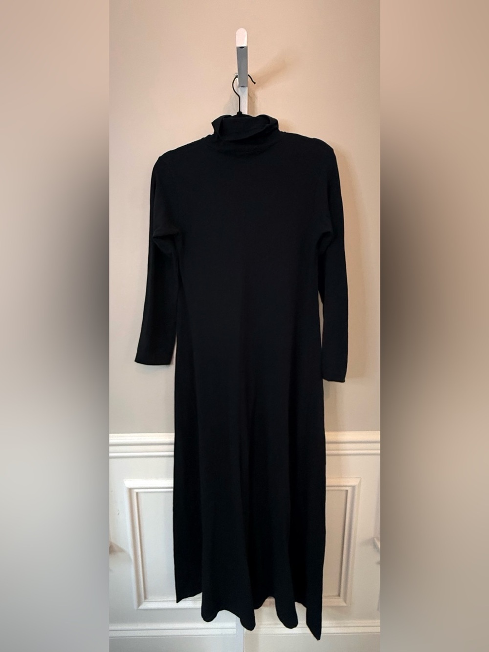 Elm Design Black Turtleneck Maxi Dress Long Sleeve Stretch Knit Size M